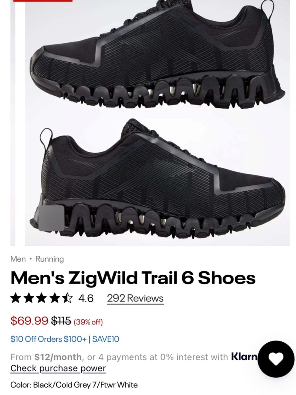 Reebok ZigTech All-Black Performance Trainers - Picture 3 of 8